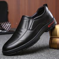 老人頭 老人头 男鞋春季真皮中年爸爸鞋透气厚底耐磨一脚蹬鞋舒适商务休闲皮鞋男