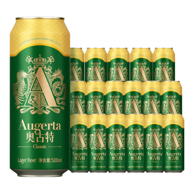 PLUS会员：奥古特 经典啤酒12°P 大罐整箱 500mL 18罐