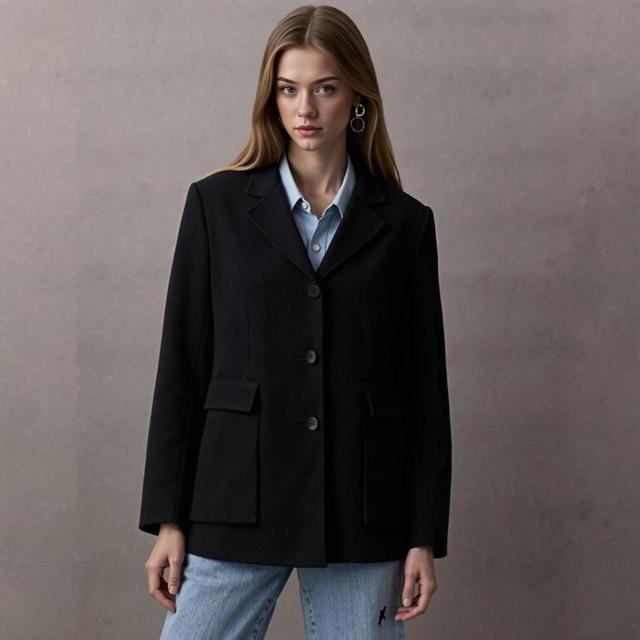 Massimo Dutti 【含87%羊毛混纺大衣】女士西装领简约利落中性风大衣休闲正装均可搭
