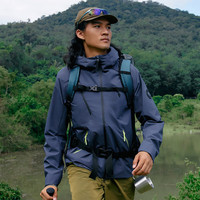 探路者 山行软壳衣 防风保暖弹力 蓝黑 3XL
