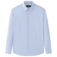YOUNGOR/雅戈尔 含桑蚕丝混纺 男士长袖衬衫 蓝色格纹VLZS114810HBA 38 (170/84A)