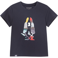 暇步士 时尚印花 儿童短袖圆领衫 松叶绿 105