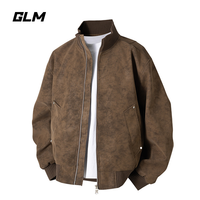 GLM 春季立领宽松防风皮衣男港版夹克男士国潮休闲男生衣服高级感