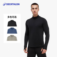 迪卡侬 长袖t恤男秋紧身训练健身速干跑步运动上衣半拉链145903