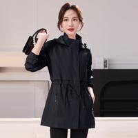 Sanpowa 春季显瘦连帽风衣外套女收腰气质上衣休闲保暖外套
