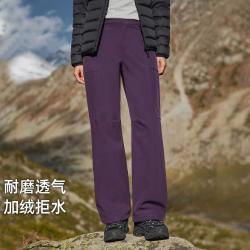 Pioneer Camp 格子绒户外软壳裤耐磨透气秋冬运动徒步登山裤女百搭休闲直筒裤