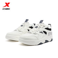 特步 ZW 暗流板鞋 皮面防泼水透气 帆白/鸽子灰/黑 2色可选 39-40