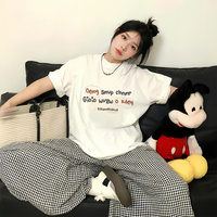 燠阳 纯棉短袖t恤女   纯棉-白色OK字母 2XL 【140-155斤】
