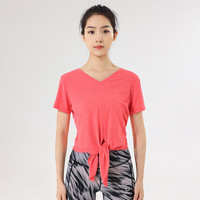 马孔多 女子运动短袖T恤 一衣四穿吸湿速干 春夏跑步半袖马拉松上衣 落日珊瑚 M