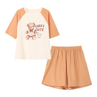 安之伴 睡衣女夏季2025纯棉甜美可爱卡通宽松家居服 浅橘色 XL