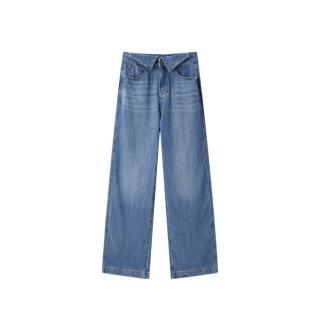 太平鸟 【全天丝翻腰设计】100%莱赛尔水洗牛仔裤女