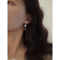 半日逅屿 丹妮丝小步舞曲温柔气质珍珠耳环长款小众设计方圆脸法式 珍珠一对