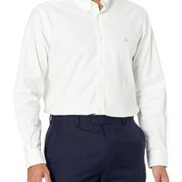 Brooks Brothers 布克兄弟 男士 免烫 弹力牛津 运动衬衫 长袖 纯色 白色 中号