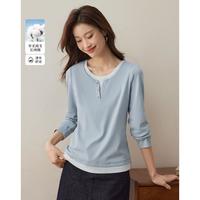 熙世界sllsky 熙世界 活力长袖t恤女春秋修身显瘦假两件上衣