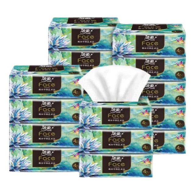 洁柔 艺术油画系列抽纸 4层80抽*16包/箱