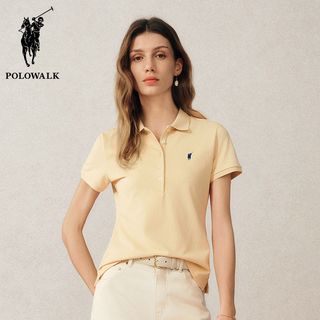  POLOWALK 透气 女士Polo衫 米白色A【两粒扣】 S