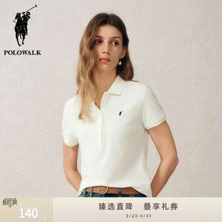  POLOWALK 透气 女士Polo衫 米白色A【两粒扣】 S
