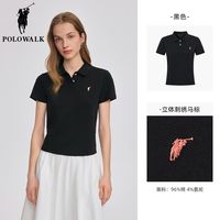 POLOWALK 透气 女士Polo衫 黑色A【两粒扣】 S