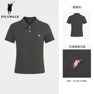  POLOWALK 透气 女士Polo衫 国旗灰B【两粒扣】