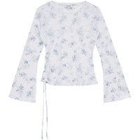  VERO MODA 网纱抽绳系带喇叭袖 女士T恤