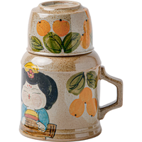  YOUCCI/悠瓷 手绘仕女 陶瓷水杯+杯盖 佳人抚琴-杯带盖套装