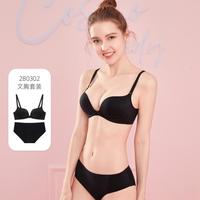 都市丽人 春夏舒适无钢圈聚拢性感深V女士内衣文胸内裤套装