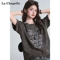 拉夏贝尔 时尚字母印花短袖T恤女2026春夏新款百搭松弛慵懒感上衣