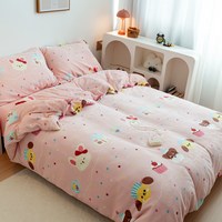 森柔 牛奶绒北欧风套件 加厚保暖珊瑚绒三件套1.5m1.8米床单套件四件套