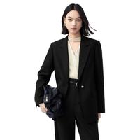 伊芙丽（eifini）伊芙丽学院风miu系精致通勤正肩西装外套女2024秋装 黑色 160/84A/M