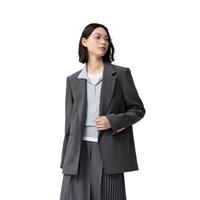 伊芙丽（eifini）伊芙丽学院风miu系精致通勤正肩西装外套女2024秋装 深灰 165/88A/L
