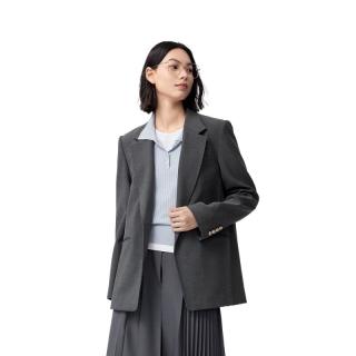 伊芙丽 学院风miu系精致通勤正肩西装外套女2024秋装 深灰 155/80A/S