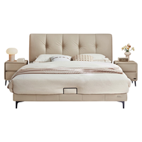  QuanU/全友 轻奢高级感 皮艺床+床垫 【深空黑 | 牛皮】高脚款 1.5米x2米