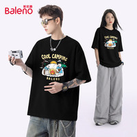 班尼路 华夫格 男士T恤衫 5XL -黑#JPB熊熊野营