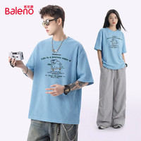 班尼路 华夫格 男士T恤衫 4XL -浅蓝#JPB帽兜酷猫