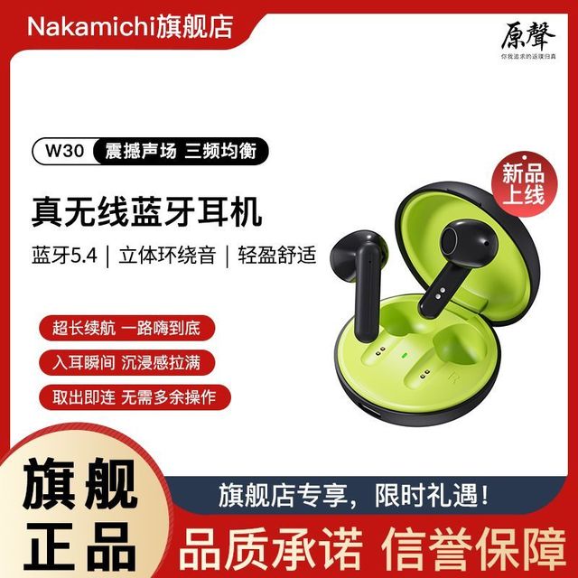 Nakamichi/中道 半入耳式音乐蓝牙耳机立体环绕音效真无线蓝牙耳机W30