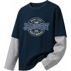 真维斯童装 JEANSWEST JNR 真维斯 2026新款 假两件 纯棉长袖T恤 多色任选