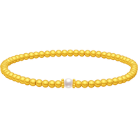  CHJ JEWELLERY/潮宏基 古法工艺 黄金珍珠手链 弹力绳