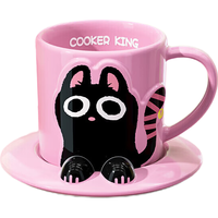  COOKER KING/炊大皇 高颜值 陶瓷马克杯 碟 喵汪茶话会马克杯(静静粉喵)