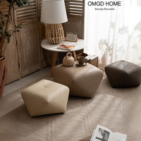 OMGD 意式布艺八角凳家用客厅生态皮沙发矮凳卧室衣帽间门口换鞋小凳子