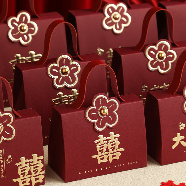 高级感婚礼伴手礼盒 结婚喜糖盒子2025新款 糖果盒空盒 喜糖袋子