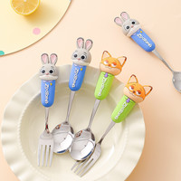 川岛屋 迪士尼疯狂动物城不锈钢儿童长柄汤匙叉子