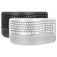 罗技 人体工学系列WAVEKEYS无线蓝牙波浪键盘掌托办公舒适平板电脑