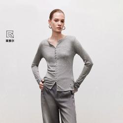 ONLY 26春季精致立体扣饰设计长袖打底衫T恤女可外穿