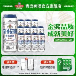 青岛啤酒 全麦白啤原麦汁浓度11°P  德式小麦白啤酒  500mL 12罐 整箱装