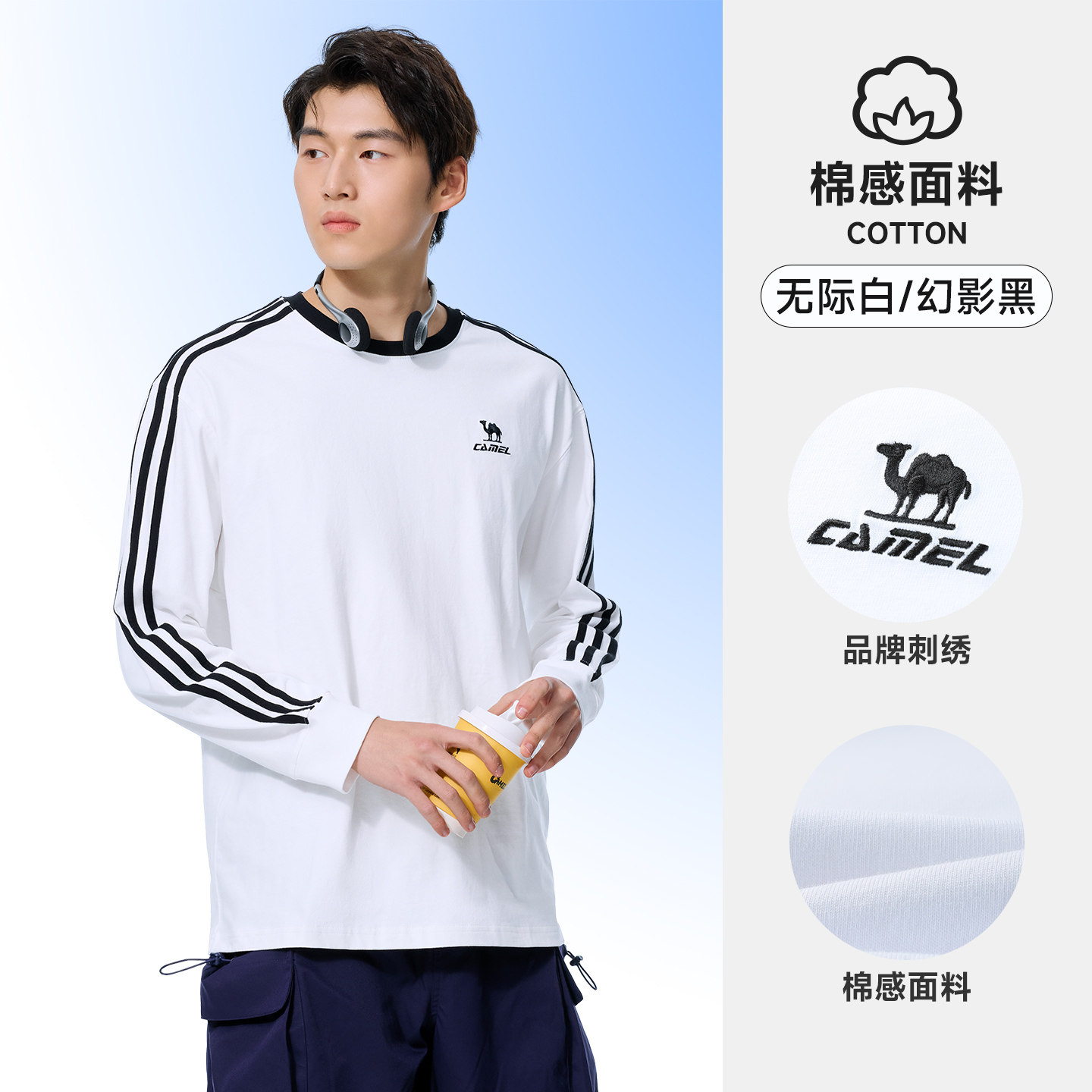 【100%纯棉T神】无际白/幻影黑，男女同款，C35BAXN056D.