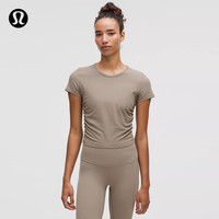 lululemon/露露乐蒙 罗纹 女士运动T恤 暖褐灰 S /6