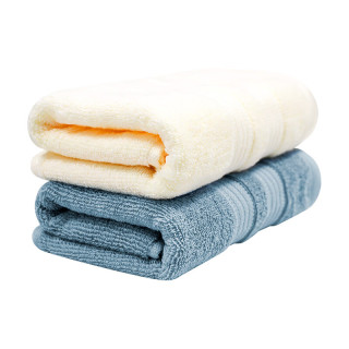 最生活 A类抗菌纯棉毛巾 轻柔款 米色+蓝色 2条