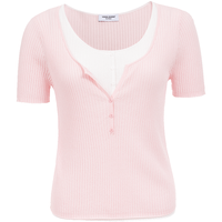 VERO MODA V字半开襟肌理拼接撞色修身 女士针织衫