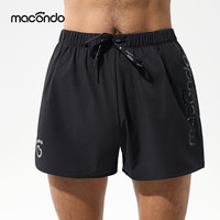 马孔多 3英寸跑步短裤7代有内衬速干凉感防晒三口袋收纳防汗后兜运动裤 黑色 男款 L