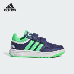 adidas 儿童秋季透气魔术贴篮球鞋男童鞋中大童抓地耐磨运动鞋